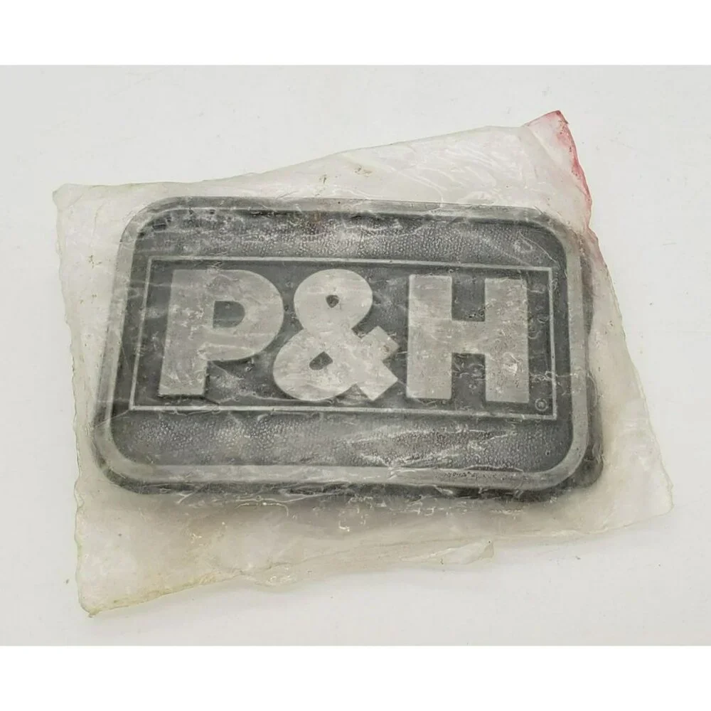 Vintage P&H Mining Belt Buckle, Rectangle, in original plastic, Crane 1980s Mine